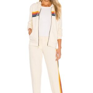 Aviator Nation 5 Stripe Sweatpant Vintage White